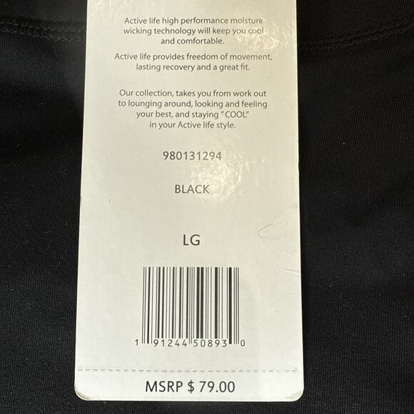 NWT • Active Life Yoga Capri Leggings Cropped Pant Black • Dry Wicking • Large - Picture 5 of 9